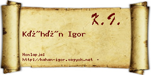 Káhán Igor névjegykártya